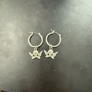 Urban Outfitters Silver Angel Charm Earrings